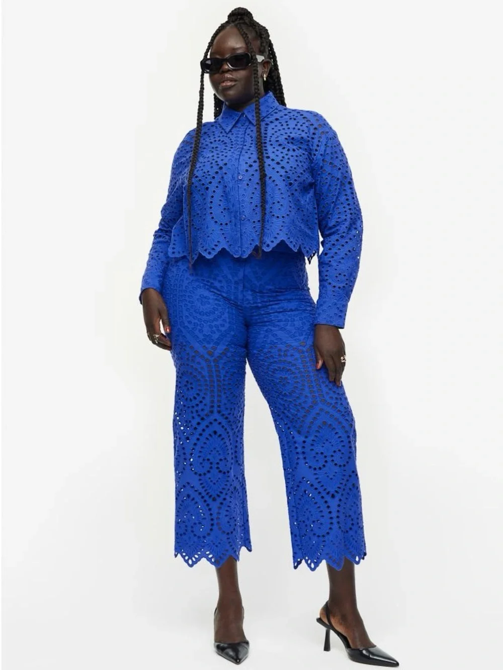 Eyelet Embroidered Button-Front Shirt